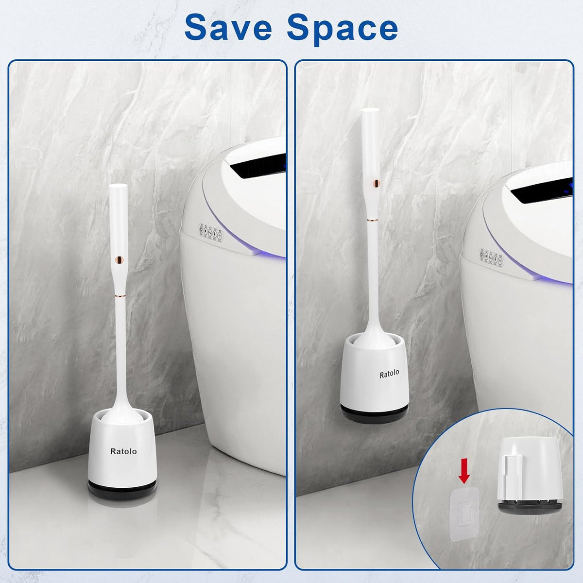 Ratolo rechargeable toilet scrubber in ventilated stand