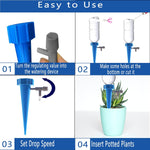 Demonstration of plant watering spike inserted into potted soil