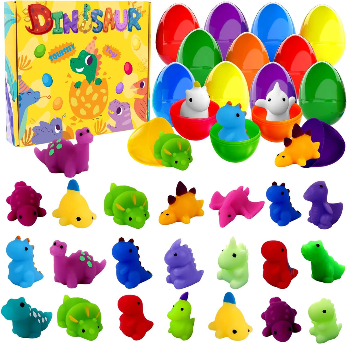 Joicee dinosaur squishy prefilled eggs set front view
