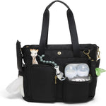 Huggies Signature Hug Weekender Tote Diaper Bag front view in black