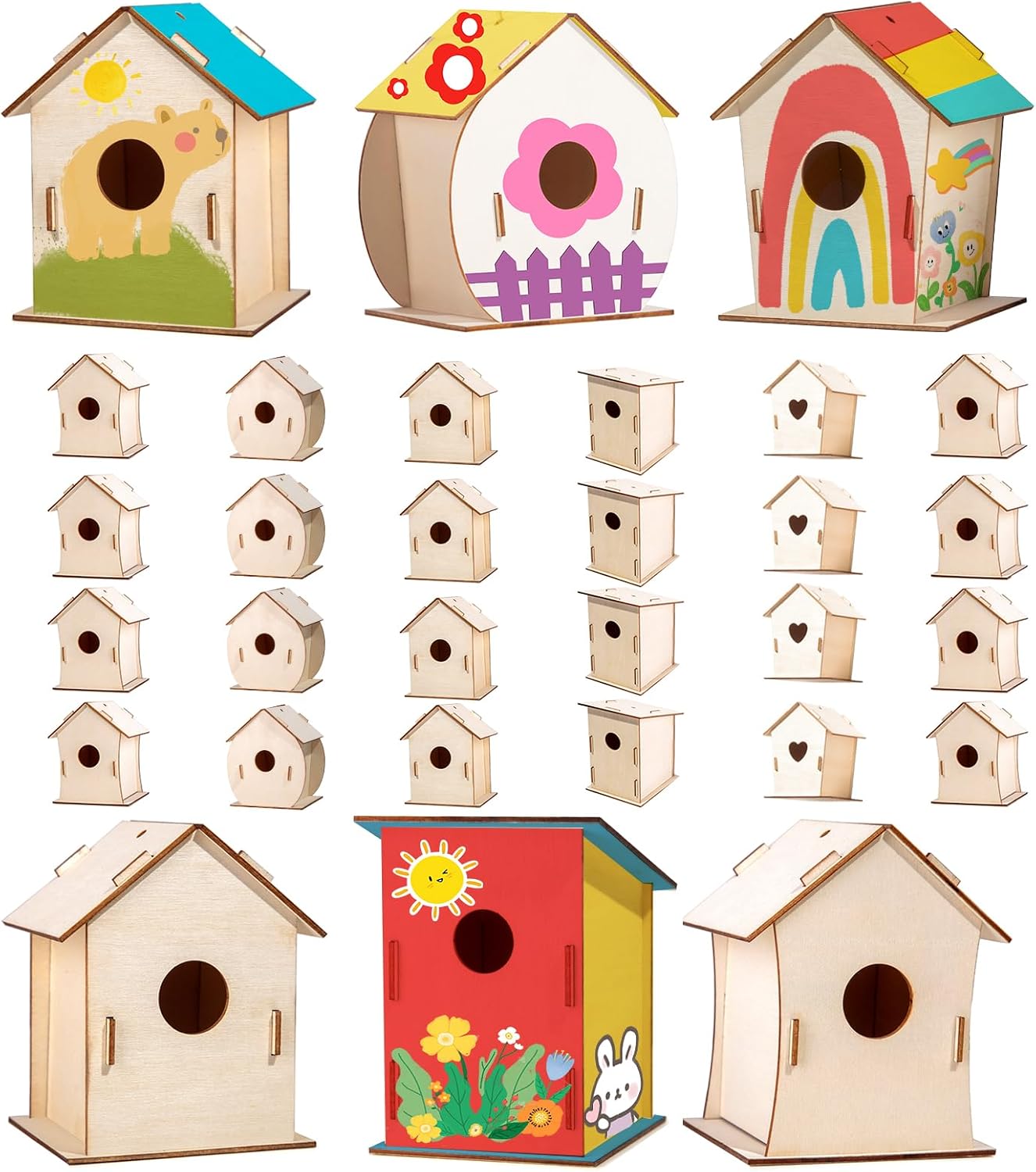 Quysk 24 sets DIY wood birdhouse kit front view for kids