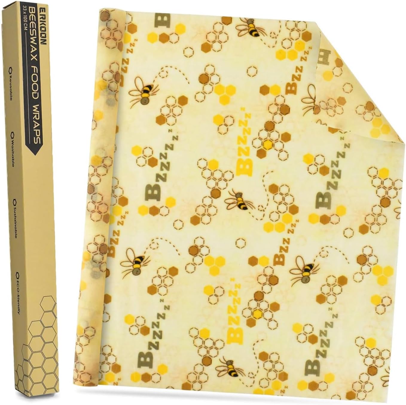 Erkoon reusable beeswax food wrap roll front view