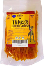 Hubert Pet turkey tendon chew strips displayed out of the bag.