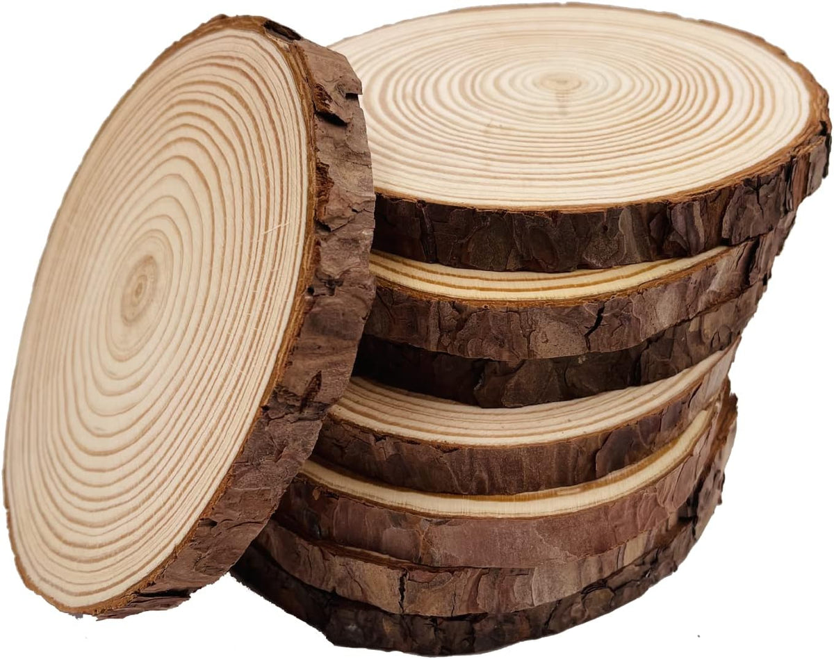 William Craft natural wood circles arranged for wedding decor