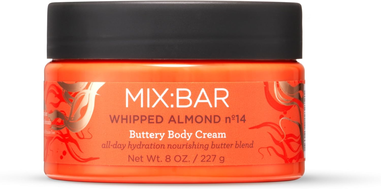 MIX:BAR Whipped Almond Body Cream front view tube packaging
