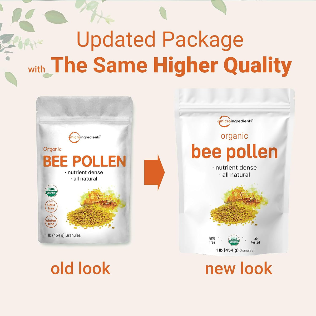 Back label displaying nutritional profile and USDA organic certification