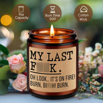 Fairys Gift relaxation candle sarcastic label close up