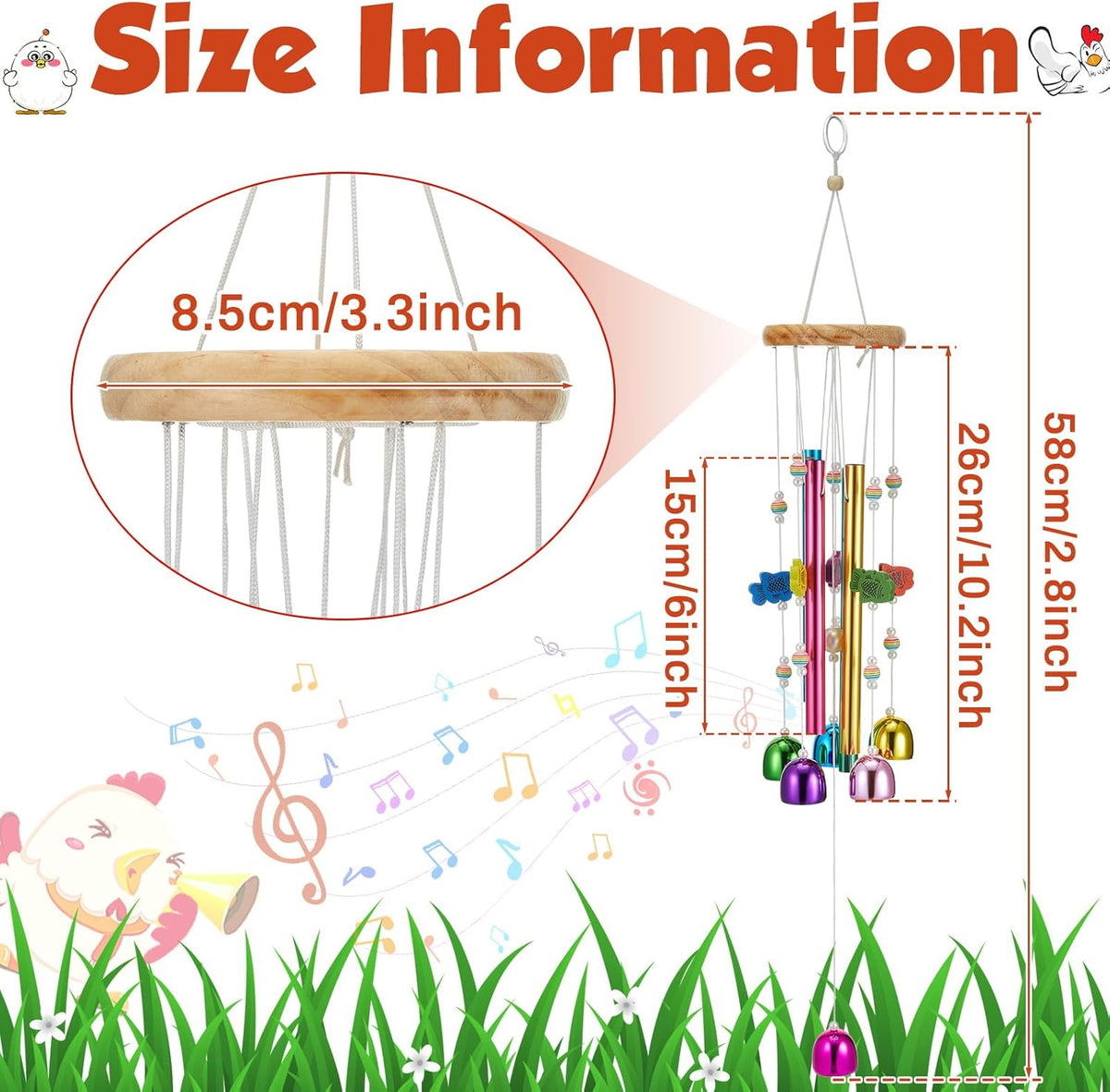 WinnerWhy bird enrichment wind chime front view