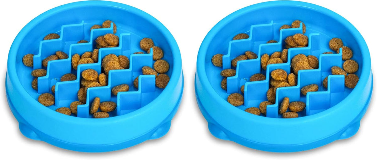 Catstages Kitty Slow Feeder Bowl for Cats & Small Dogs, Puzzle Dish for Fast Eaters, for Wet or Dry Food, Helps Slow Eating & Aid Digestion, Non-Slip, Made Without BPA, 3/4 Cup, 5-Inch, Blue - Image 10