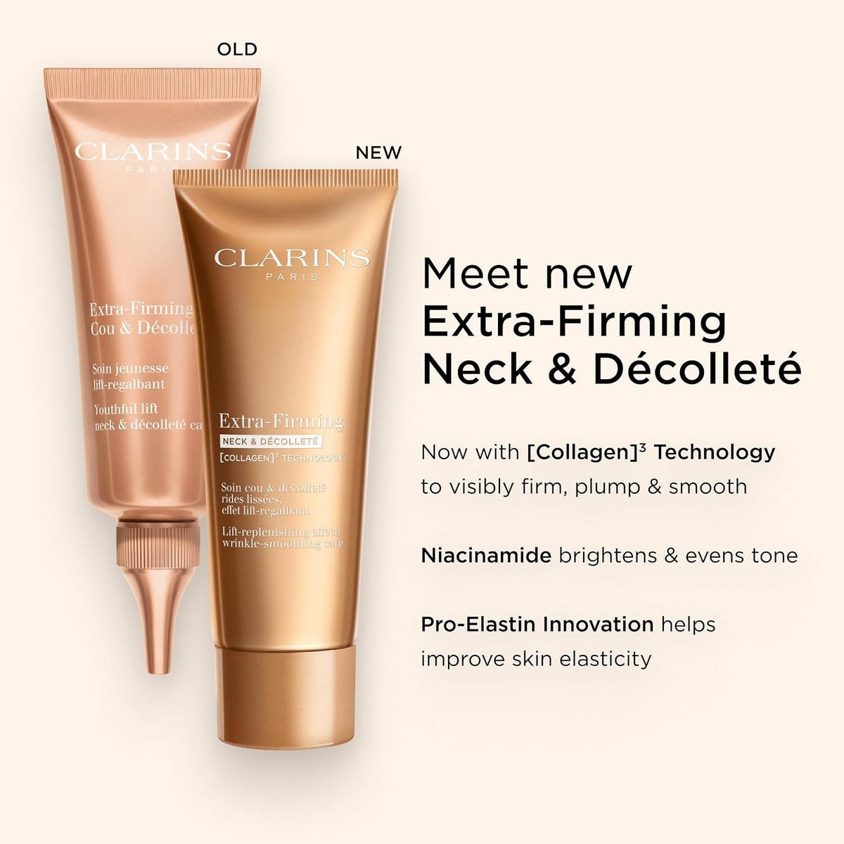 Clarins skincare bottle back view with instructions
