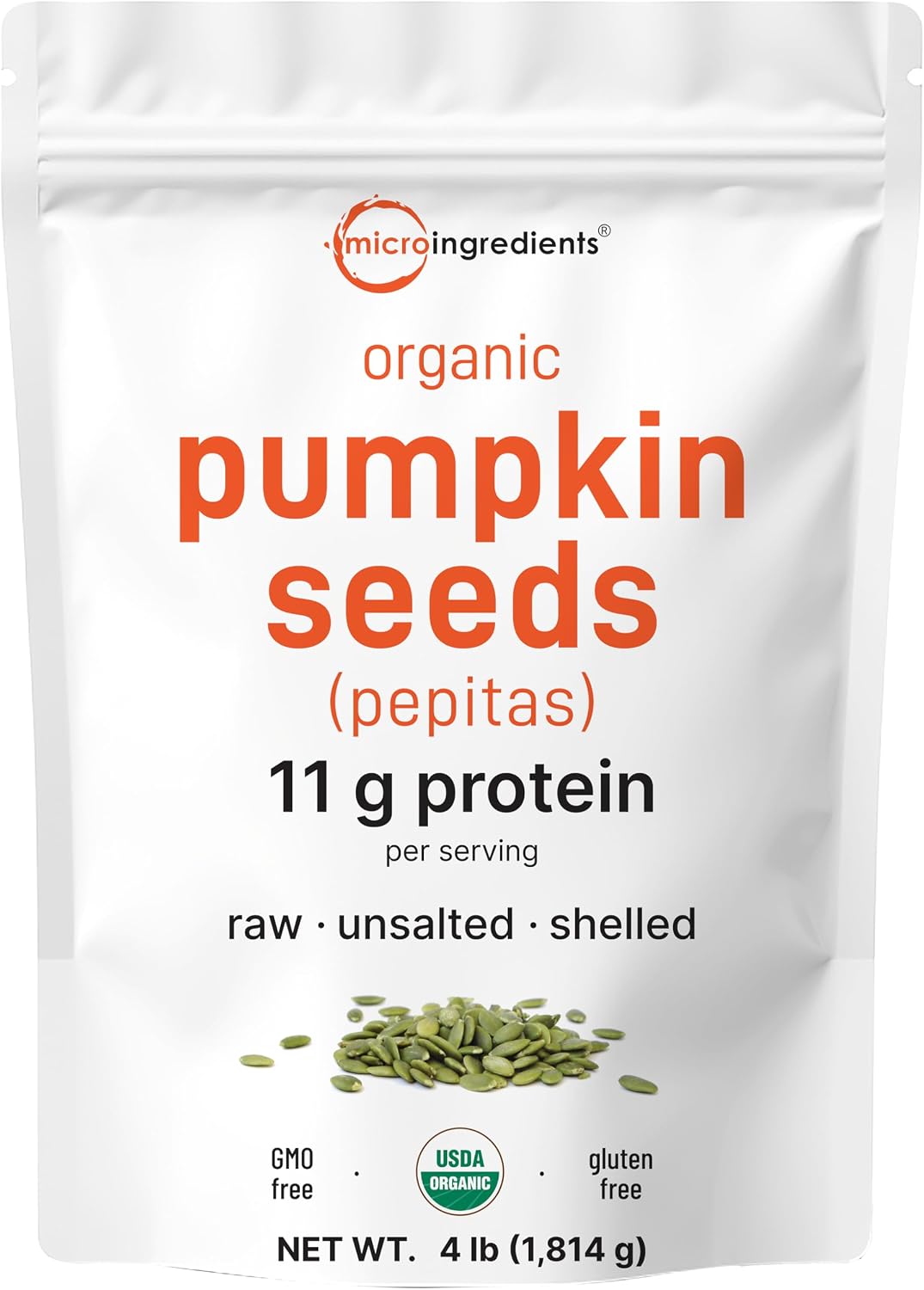Micro Ingredients organic pumpkin seeds front view package