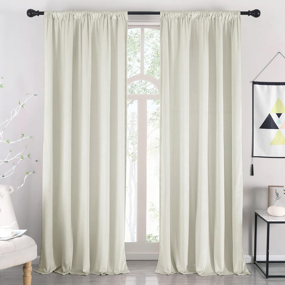 nanbowang Black Velvet Curtains - 52"x 54" Soft Rod Pocket Thermal Insulated Window Treatment for Bedroom Living Room Light Filtering Drapes 2 Panels - Image 11