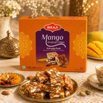 Two hundred fifty grams packaging of Bikaji premium mango dry fruit sweet assortment.