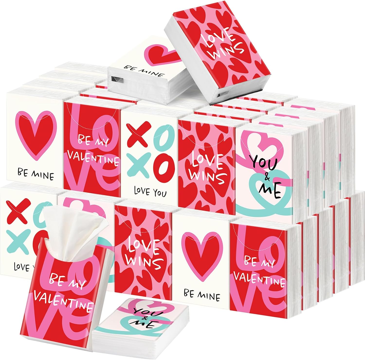 Outus Valentine Day Pocket Tissues front view fifty pack collection