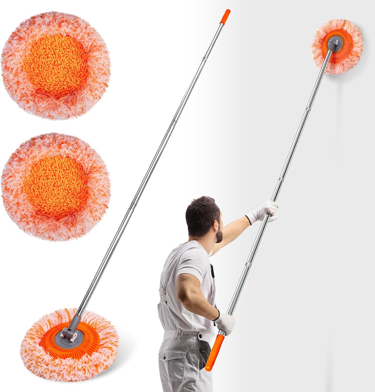 Keyloland wall mop front view showcasing the sixty eight inch extendable handle