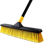 Yocada 18 inch heavy duty outdoor push broom front view for commercial patio cleaning.