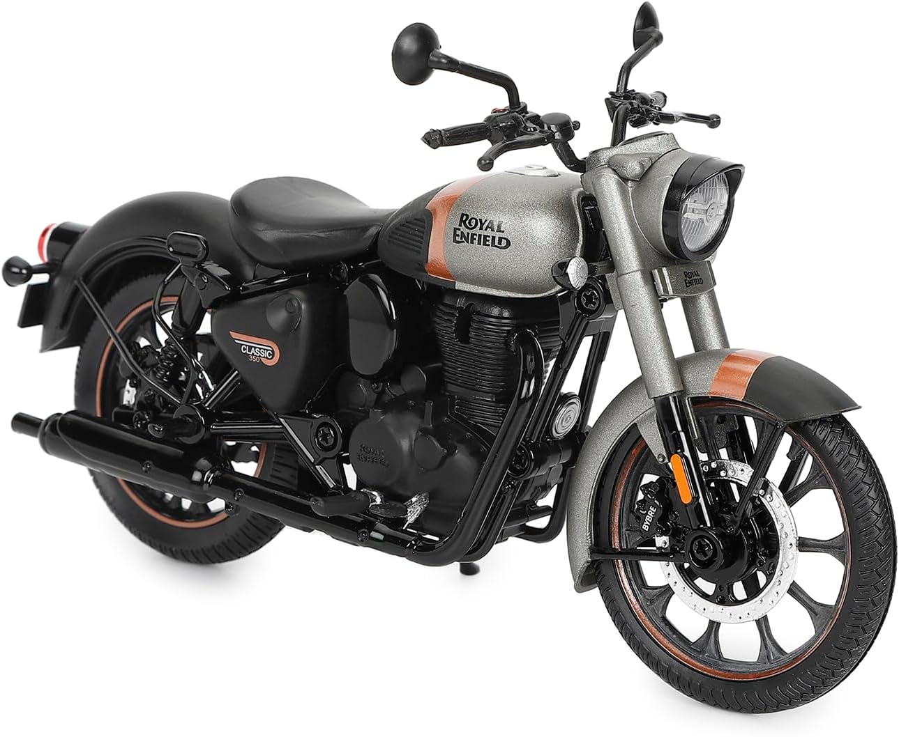 Royal Enfield New Classis 350 Scale Model | 1: 12 | Rear-View Mirrors | Free Rolling Wheels | Steerable Handlebar | Working Rear Suspension and Side Stand | Gun Grey - Image 1