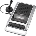 Jensen MCR-100 portable shoebox cassette player and recorder front view showing the control buttons and silver casing.