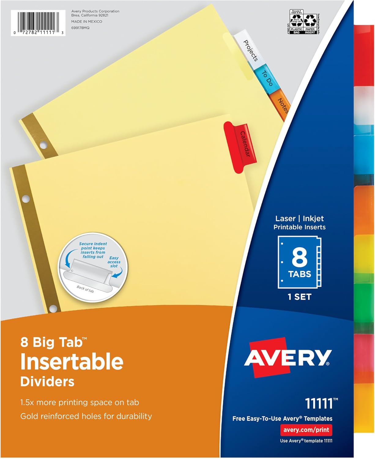 Avery WorkSaver Big Tab Insertable Dividers, 8-Tabs, 1 Set (11111) - Image 1