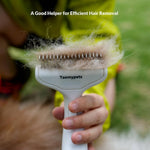 Extra wide pet grooming rake for undercoat removal