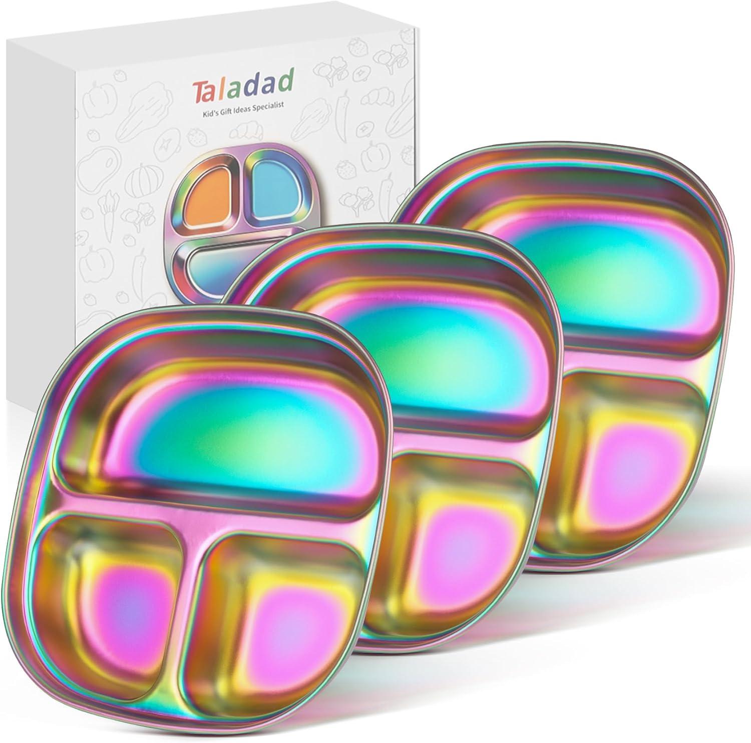Taladad stainless steel kids plates front view