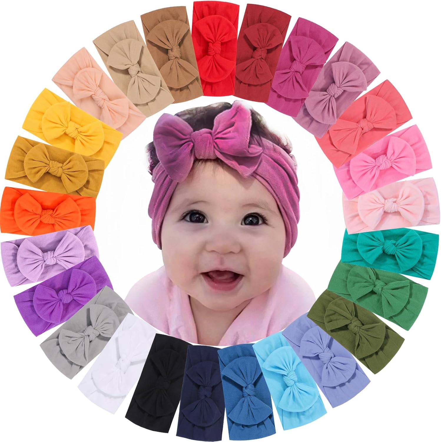 Alinmo 25 pieces baby nylon headbands set front view