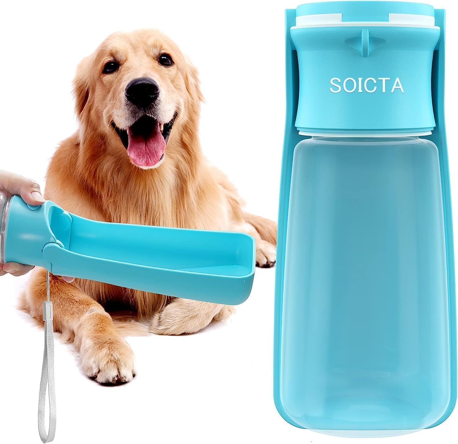 SOICTA Portable Dog Small Animals Water Bottle for Walking 19 OZ or 12 OZ Pet Water Bottles for Puppy Medium Large Dogs Little Animals Water Dispenser Dog Small Animals Water Bowl - Image 1