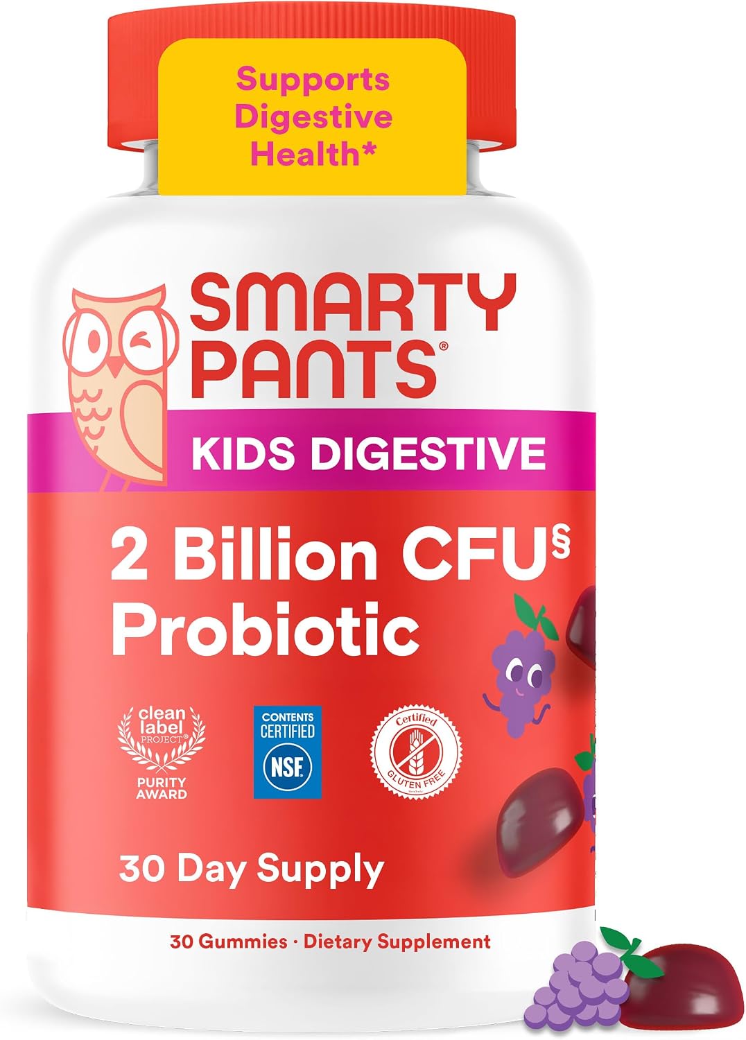 SmartyPants Kids Probiotic & Prebiotic Gummies for Digestive Health: Gut Health Supplement, Clinically Studied Prebiotic for Immune Support, Grape, 60 Count (30 Day Supply) - Image 14