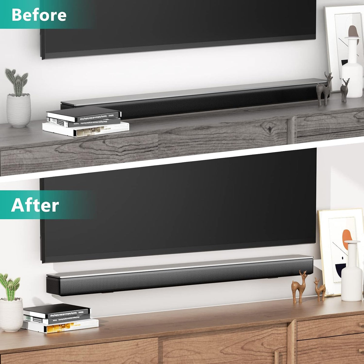 WALI Soundbar Wall Mount Bracket for Bose SoundTouch 300, 500, 700 and 900 (BSM002), Black - Image 4
