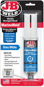 J-B Weld MarineWeld white epoxy syringe front view packaging