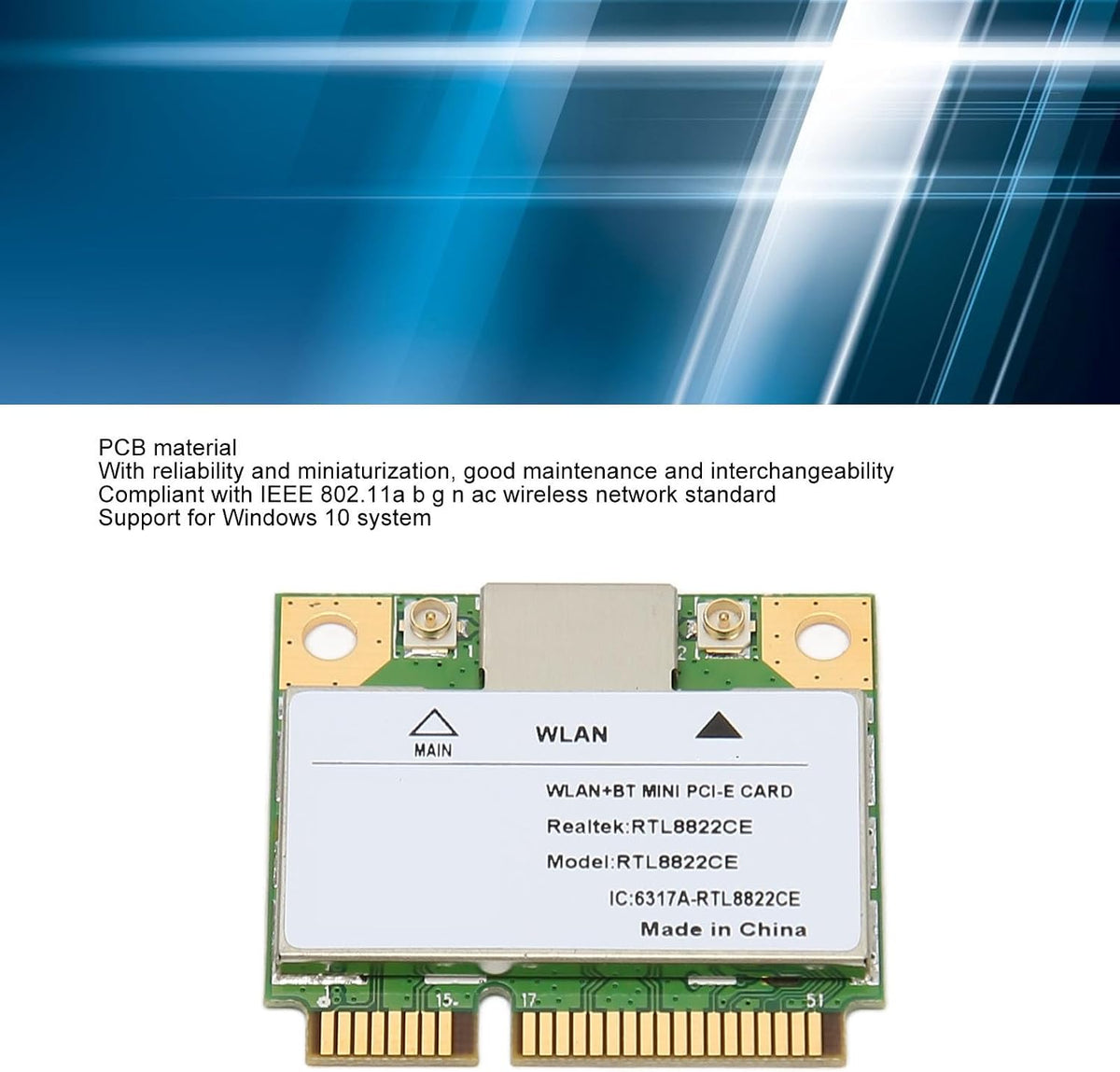 Diyeeni RTL8822CE Mini PCIe Card chipset close up view