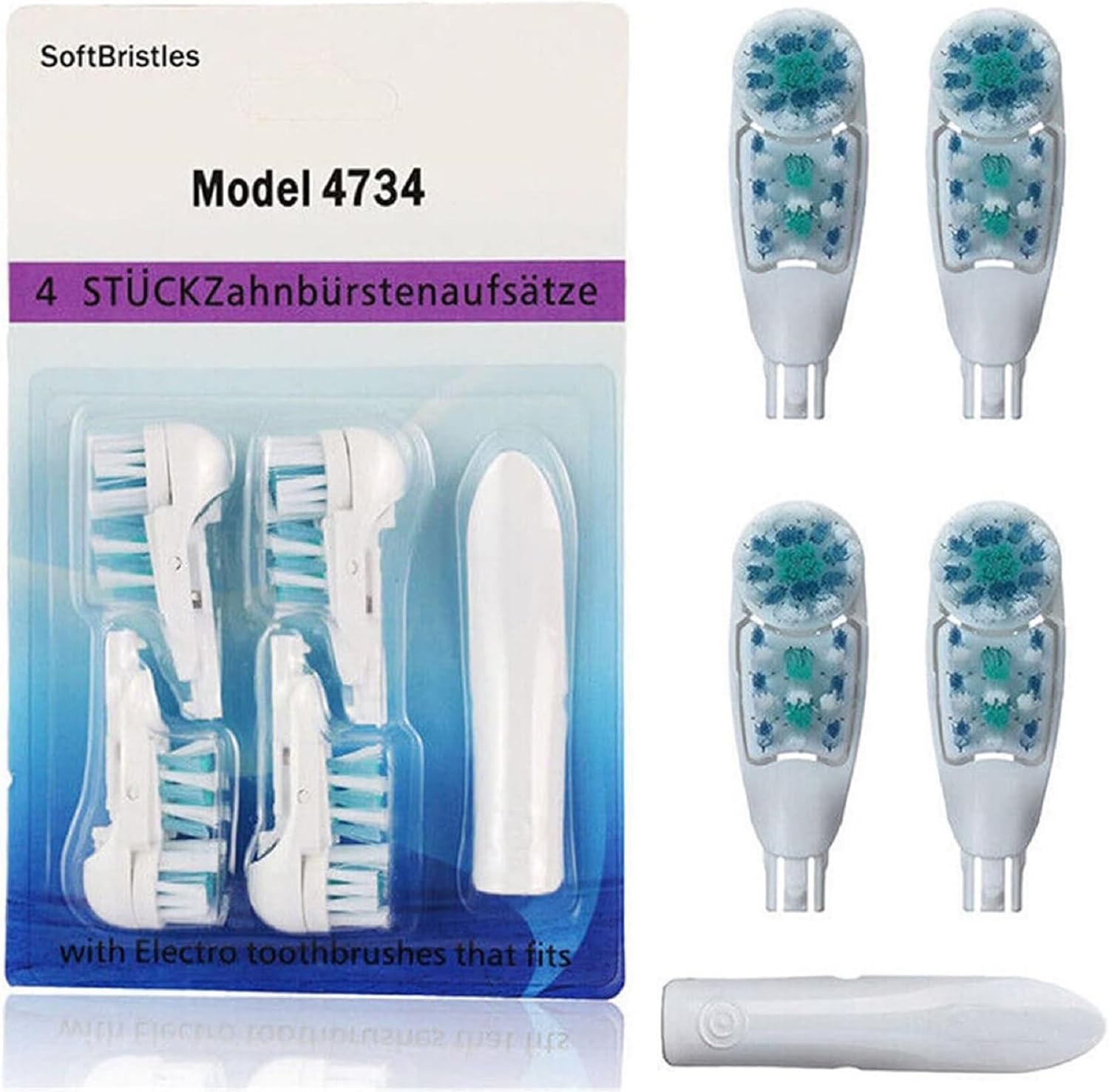 Ustbaly Dual-Action Electric Replacement Toothbrush Heads front view 64 count pack