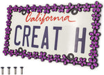 Creathome 3D Shining Daisy Wrenth License Plate Frame from Pure Zinc Alloy Metal Perfect Plate Holder, Matt Black with Green Glitter - Image 13