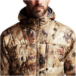 SITKA men's Kelvin aerolite insulated hunting jacket hood and collar closeup