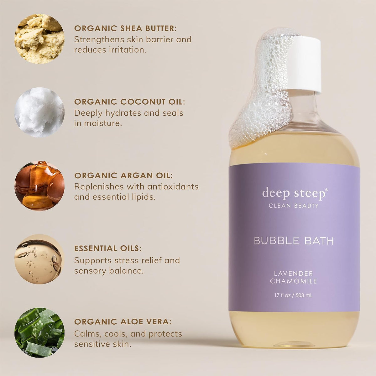 Deep Steep Fresh Lavender Bubble Bath bottle back view