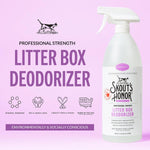 Skout's Honor professional strength cat litter spray bottle showing product details