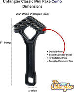 Untangler double row rotating stainless steel teeth