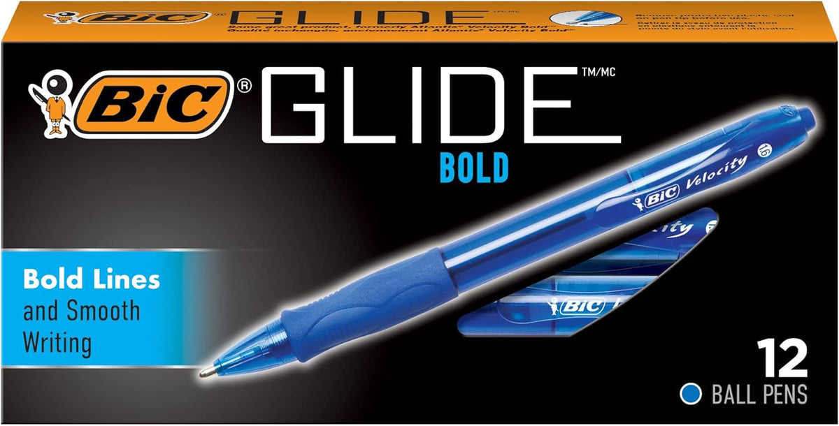 BIC Glide Bold Blue Ballpoint Pens, Bold Point, 1.6mm, 4-Count Pack - Image 13