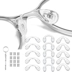 OPUGIT U shaped silicone eyeglasses nose pads kit containing replacement pieces and repair tools on a clean background.