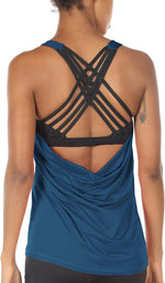 icyzone Women's Open Back Workout Athletic Yoga Tank Tops with Built in Bra - Image 12