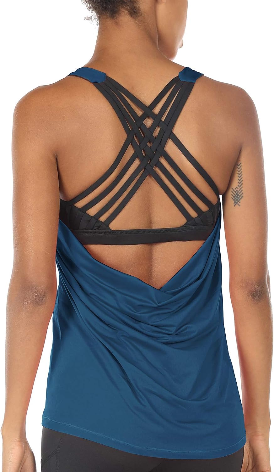 icyzone Women's Open Back Workout Athletic Yoga Tank Tops with Built in Bra - Image 12