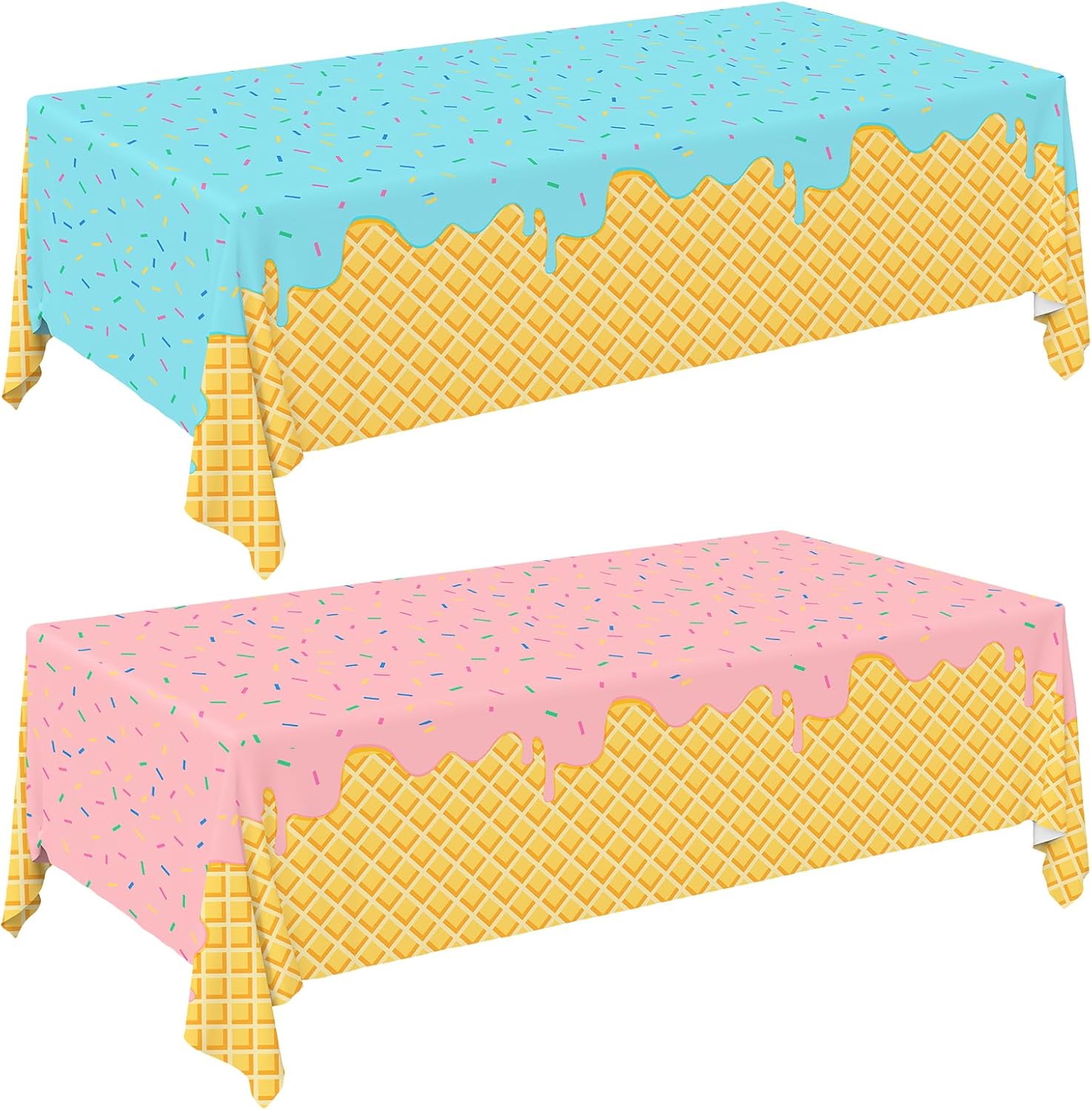 Gatherfun Ice Cream Party Supplies: 2-Pack Ice Cream Birthday Party Decorations,Disposable Plastic Tablecloth, Ideal Table Cover for Kids & Girls Birthday, Baby Shower & Themed Parties, 54 x 108 Inch - Image 1