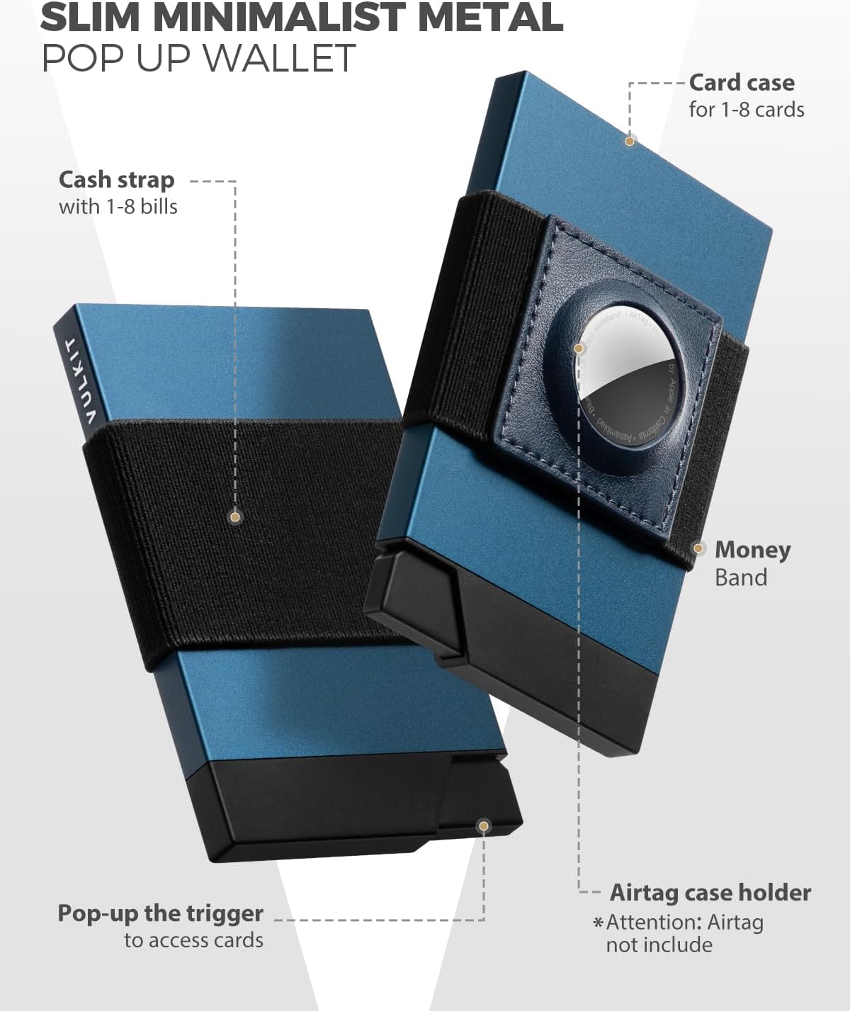 VULKIT minimalist wallet showing card pop-up mechanism in action