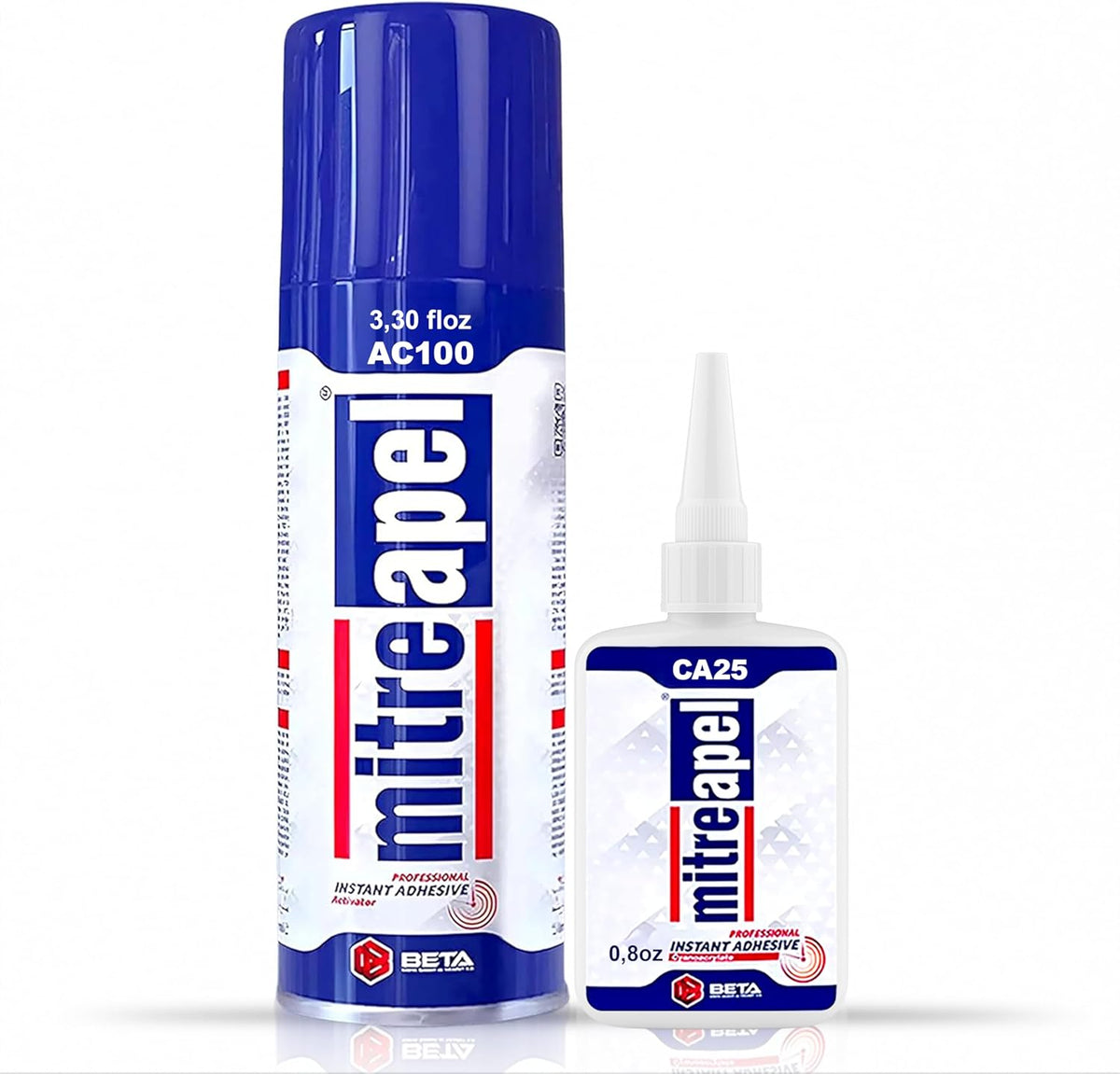 Mitreapel super ca glue with adhesive activator front view