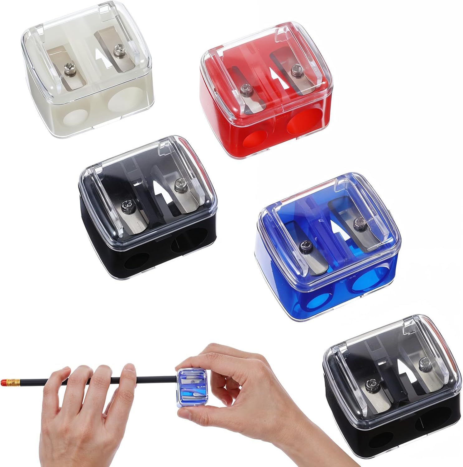 Triton 5Pcs Dual Hole Makeup Pencil Sharpener set front view