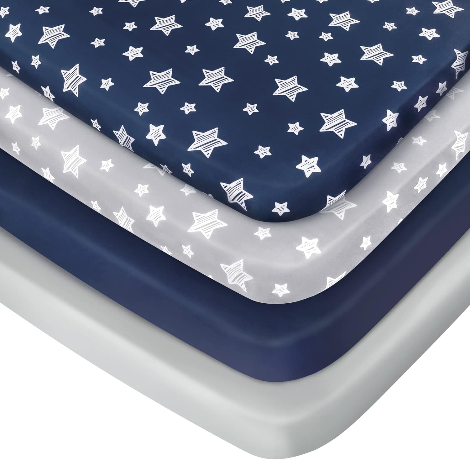 Moonsea pack and play sheets boys 4 pack front view premium baby bedding