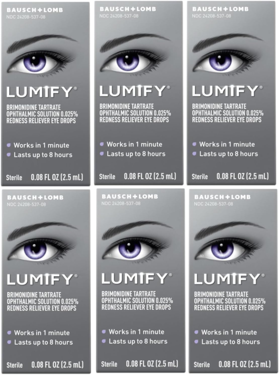 LUMIFY Redness Reliever Eye Drops 0.08 fl oz (2.5 mL) - Pack of 6 - Image 1
