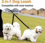 MingXpets dual dog training lead laid flat showing equal bungee extensions