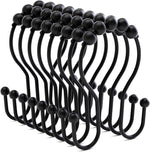 Bathway double shower curtain hooks in matte black front view