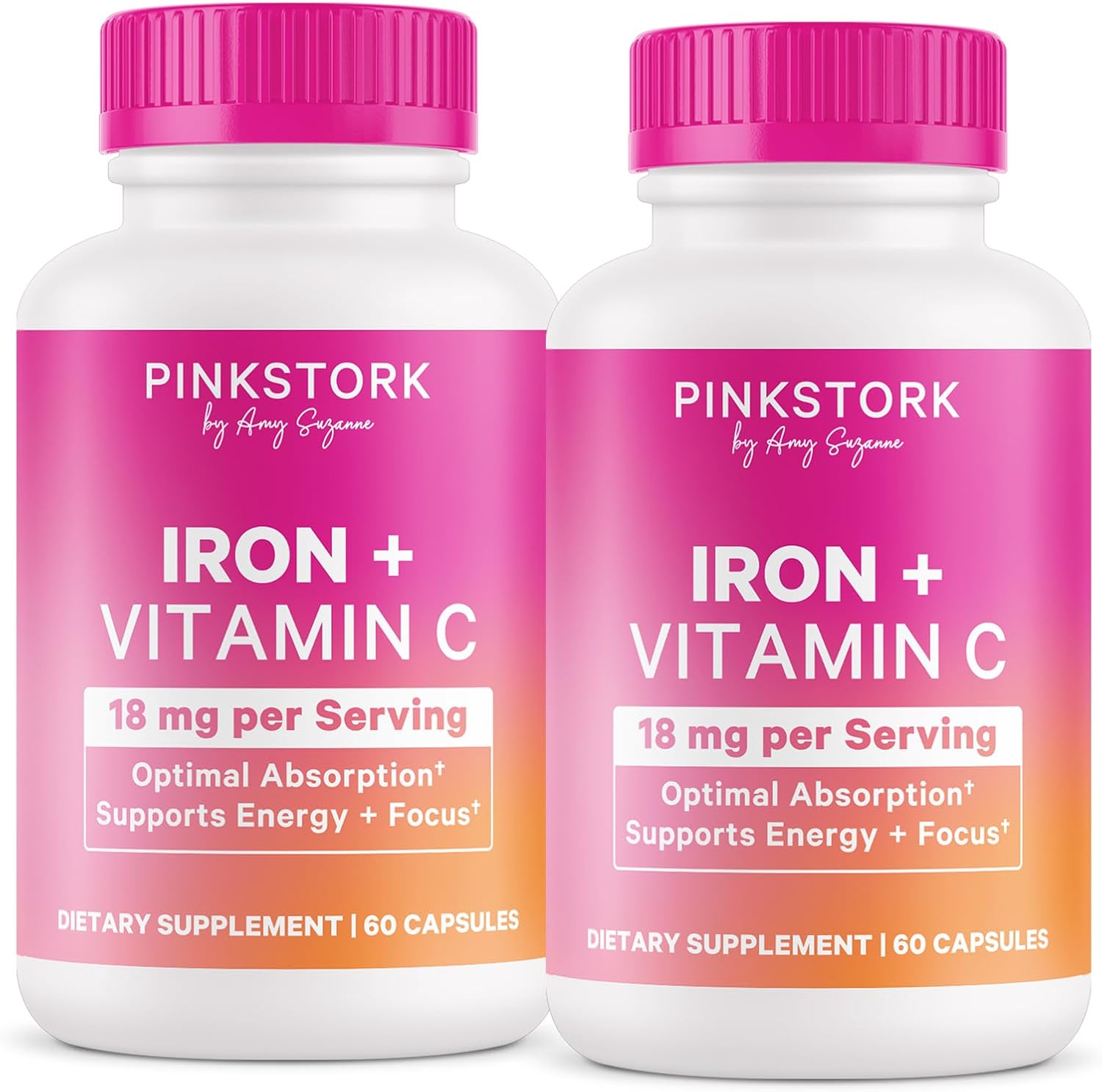 Pink Stork Prenatal Iron Supplement for Women - 18 mg Non-Constipating Iron & Vitamin C for Pregnancy, Postpartum, & Breastfeeding - Focus, Fatigue, & Blood Cell Production - 4 Month Supply - Image 1